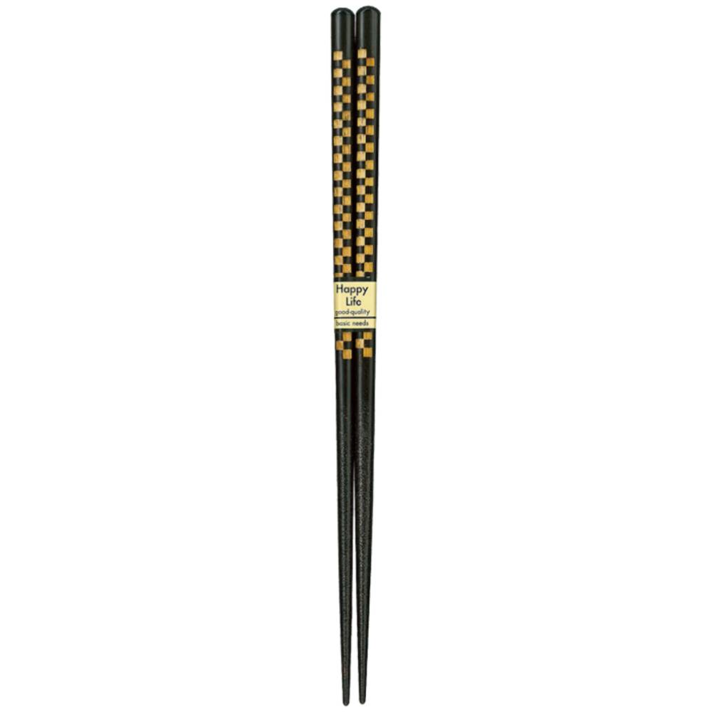 Aoba Dishwasher Safe Wooden Chopsticks Checkered Black & Gold 23cm