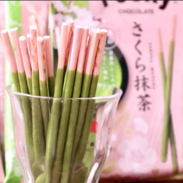 Pocky Sakura Matcha Chocolate Thin Biscuit Sticks 8 ct.