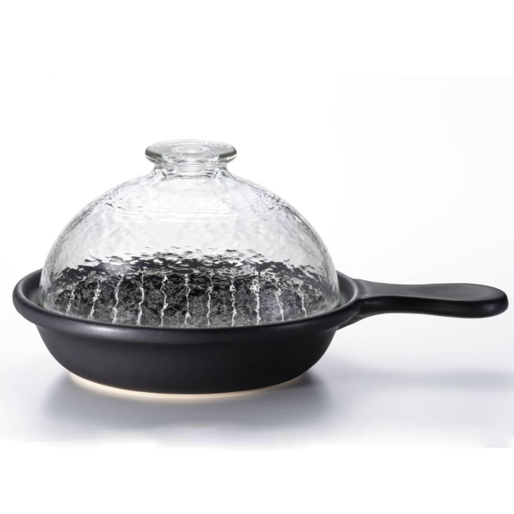 Aderia Pottery Smoker Pan With Glass Dome Lid & Wood Chips