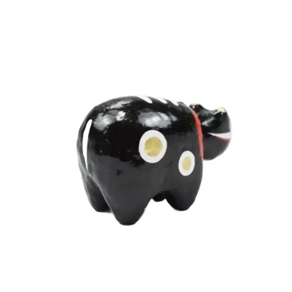 Akabeko Black Zodiac Ox Lucky Cow Figurine Handcrafted Home Decor