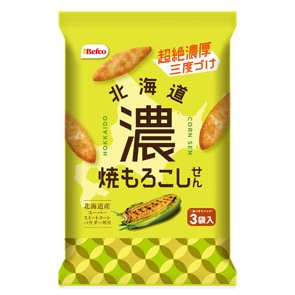 Befco Roasted Hokkaido Corn Flavor Senbei Oval Rice Crackers 51g (Pack of 6)