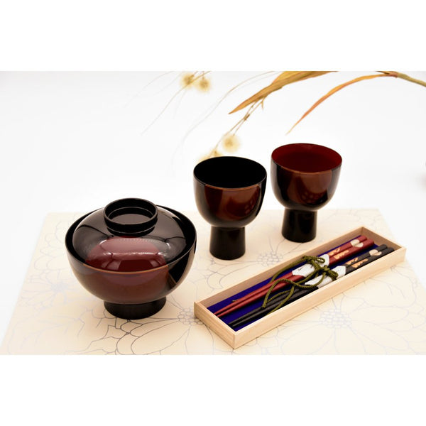 Isuke Dry Lacquer Chopsticks In Wooden Box Rabbit Design (Set of 2 Pairs)