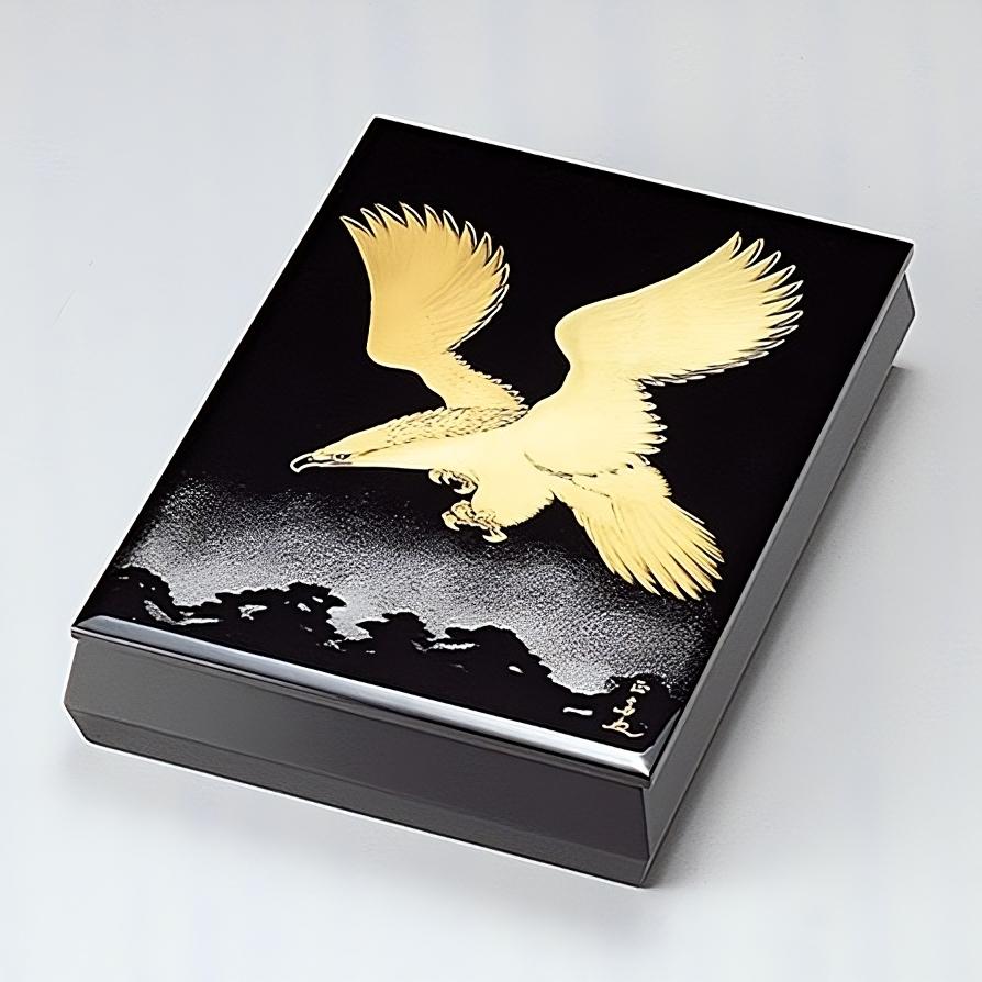 Isuke Handcrafted Lacquered Wooden A4 Storage Box Pine & Hawk