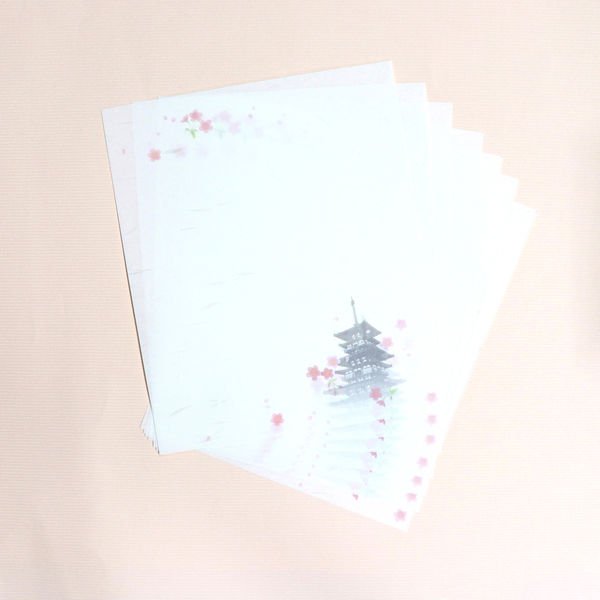 Kamiiso Kimono Beauty Pagoda Pattern Kaishi Iyo Washi Paper & Case Set