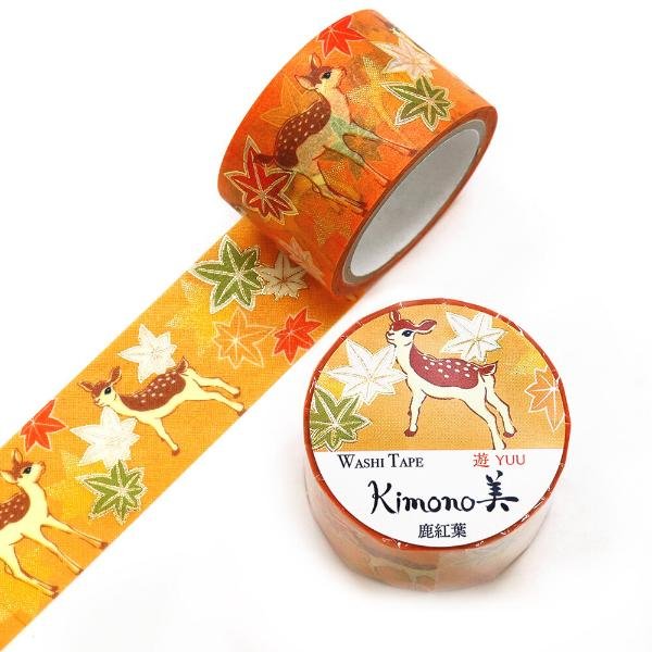 Kamiiso Kimono Washi Tape Deer Maple Leaf Pattern Masking Tape