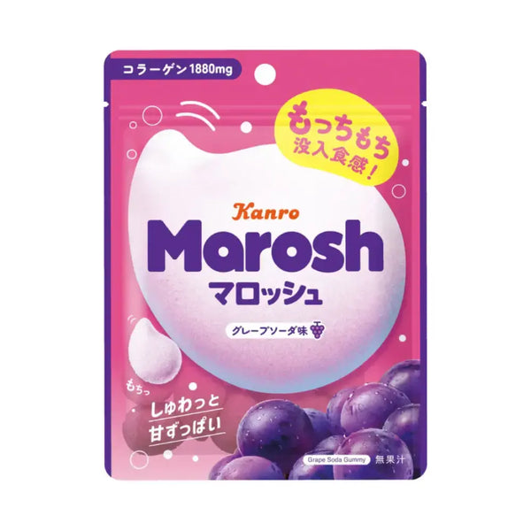 Kanro Marosh Grape Soda Flavor Soft Chewy Gummy Candy 50g