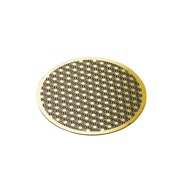 Luxury Brass Coaster Japanese Design Asanoha Leaf Pattern φ8.6cm