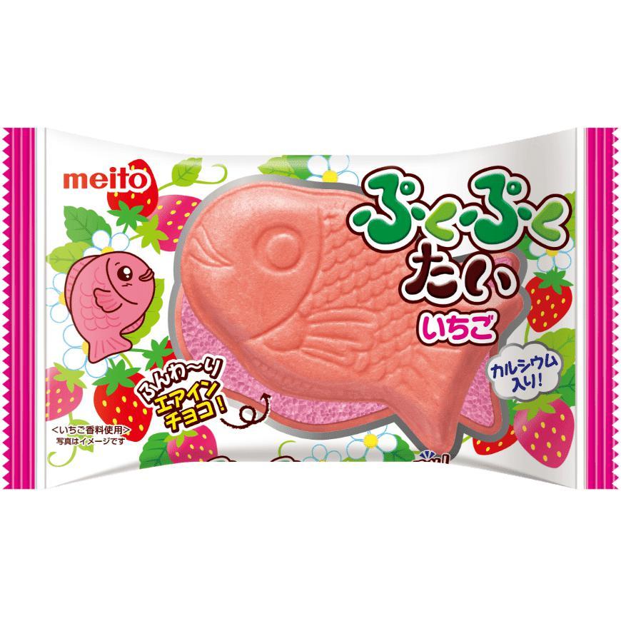 Meito Pukupuku Tai Taiyaki Monaka Wafer with Strawberry Chocolate Filling 16.5g
