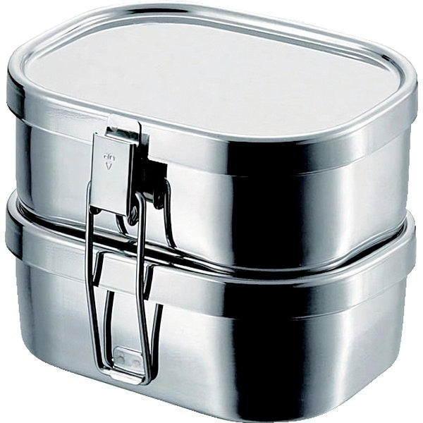 Kobo Aizawa Rectangular Two-Tier Lunch Box Stainless Steel Bento Box 720ml