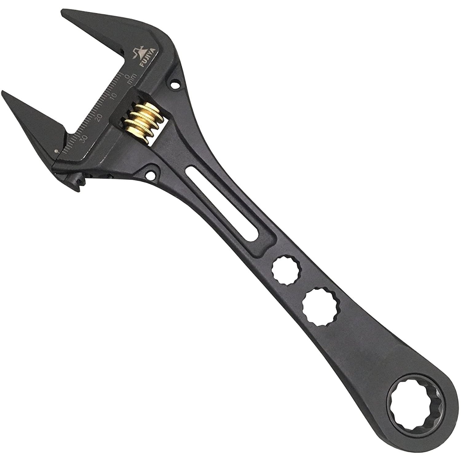 Fujiya Kurokin Adjustable Monkey Wrench And Ratchet Wrench FGL-38-BG