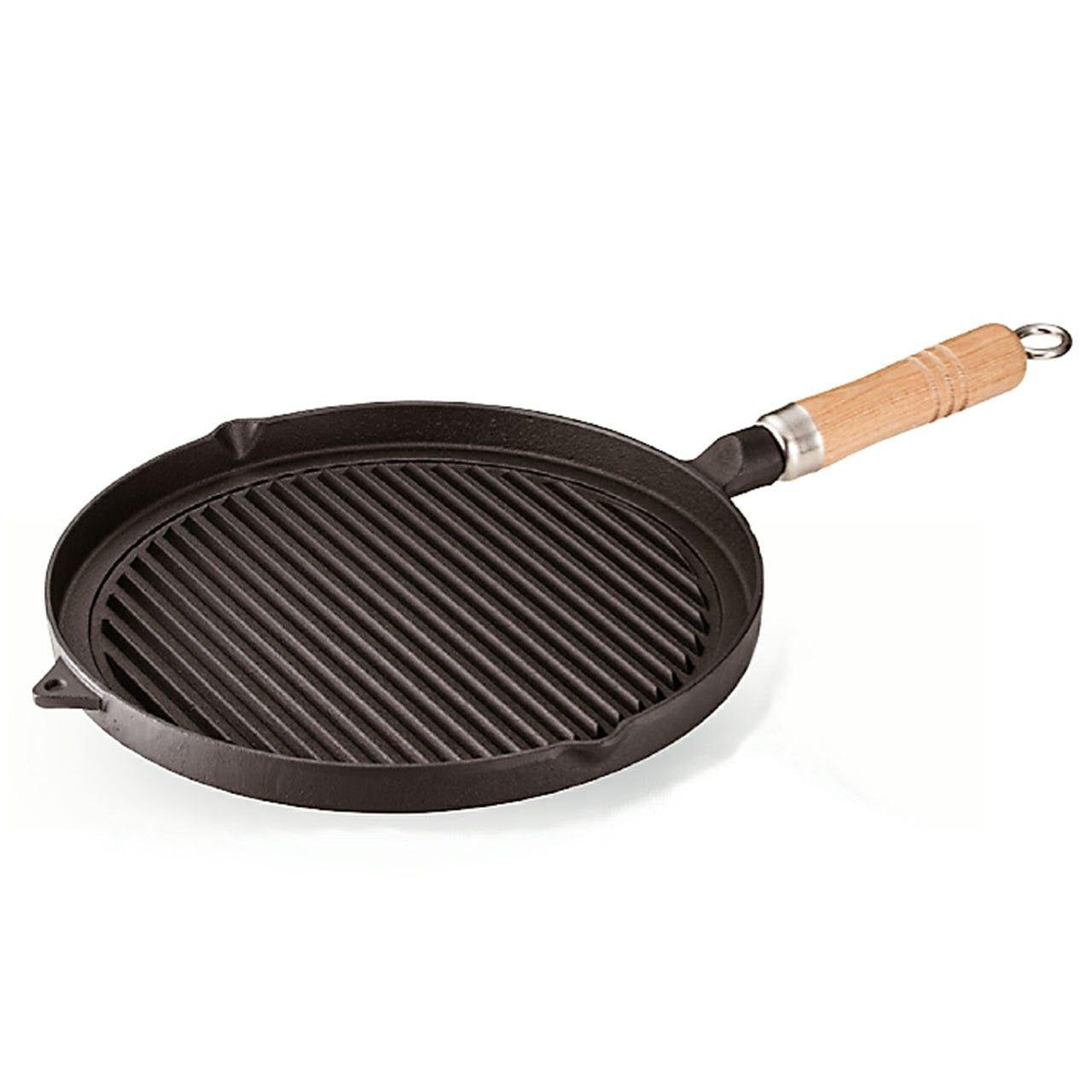 Cast Iron Griddle Pan With Wooden Handle (IH Compatible) 26cm