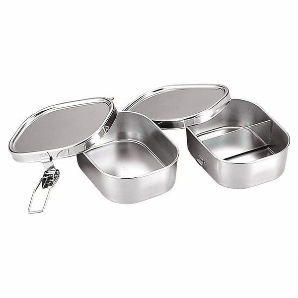 Kobo Aizawa Rectangular Two-Tier Lunch Box Stainless Steel Bento Box 720ml