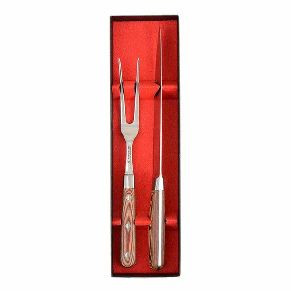 Ptygrace Handmade Meat Carving Knife and Fork Boxed Set
