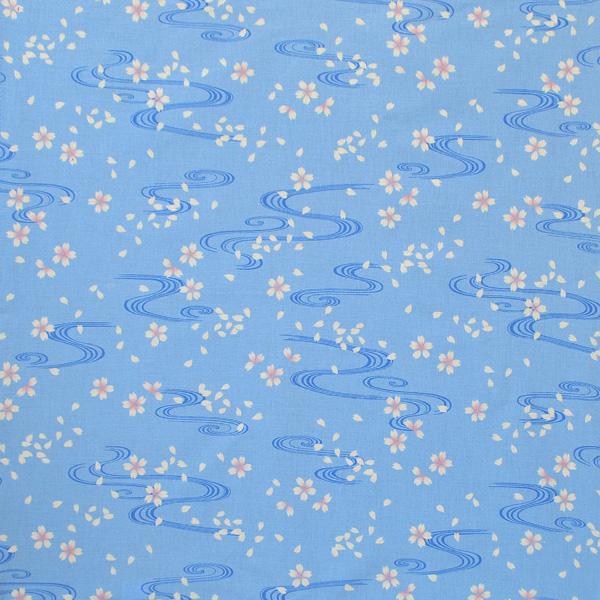 Seiran Furoshiki Blue Floating Blossoms Cotton Wrapping Cloth