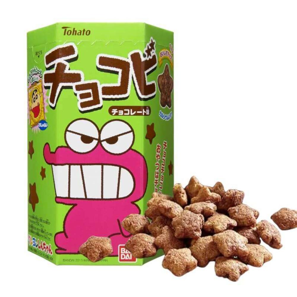 Tohato Chocobi Star Shaped Chocolate Corn Puff Snack + Shin-Chan Sticker 25g