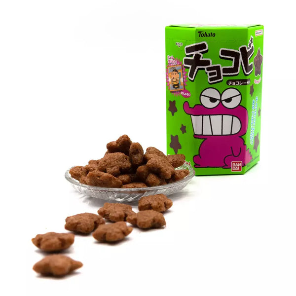 Tohato Chocobi Star Shaped Chocolate Corn Puff Snack + Shin-Chan Sticker 25g