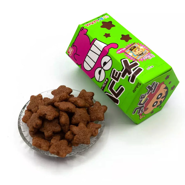 Tohato Chocobi Star Shaped Chocolate Corn Puff Snack + Shin-Chan Sticker 25g