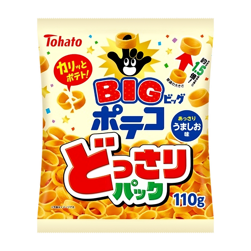 Tohato Poteco Ring Shaped Potato Chips Lightly Salted Big Bag 110g