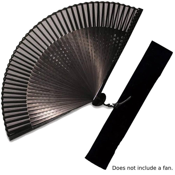Yamani Black Japanese Sensu Case Folding Fan Cloth Bag 23.5cm