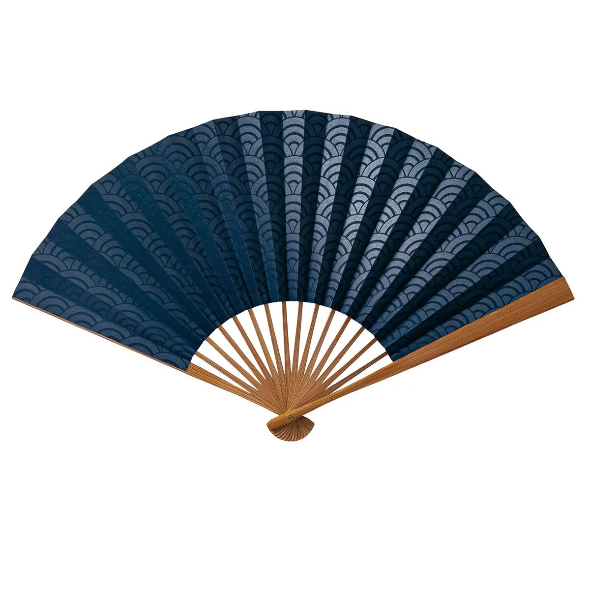 Yamani Seigaiha Wave Pattern Large Japanese Sensu Folding Fan 25.5cm