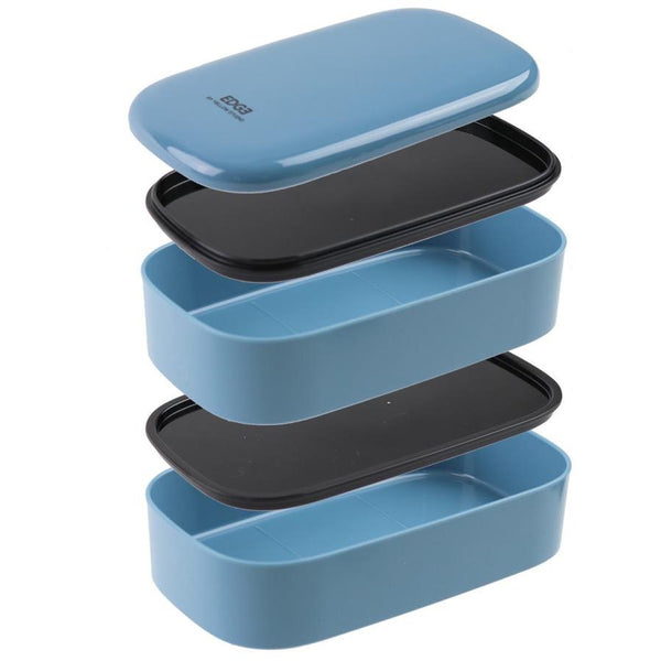 Yellow Studio Bento Box 2-Tier Microwavable Japanese Lunch Box Blue