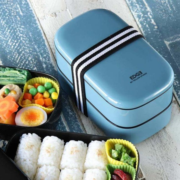 Yellow Studio Bento Box 2-Tier Microwavable Japanese Lunch Box Blue