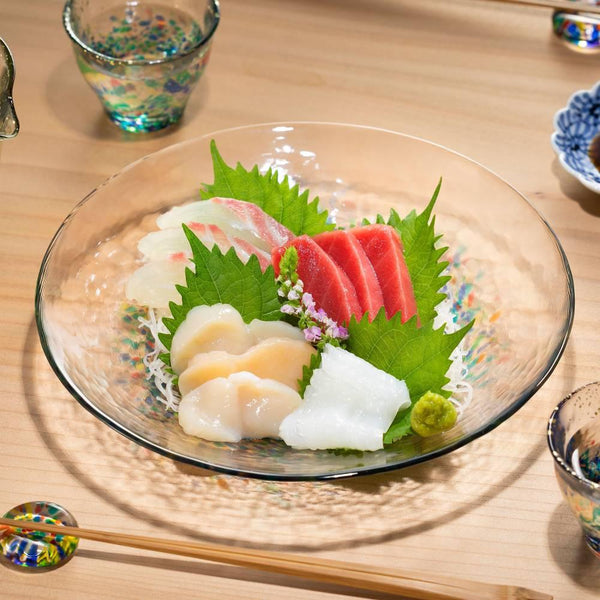 Aderia Large Glass Serving Plate Blue Fireworks Design 230mm