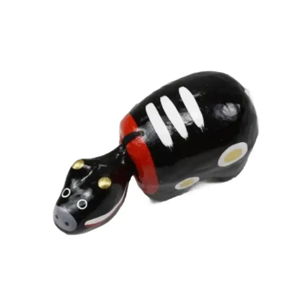 Akabeko Black Zodiac Ox Lucky Cow Figurine Handcrafted Home Decor