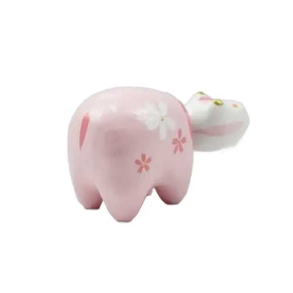 Akabeko Sakura Pink Lucky Cow Figurine Handcrafted Home Decor