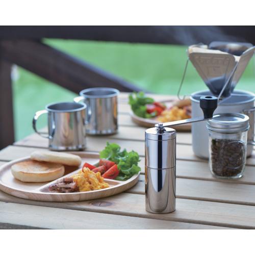 Compact Manual Coffee Grinder Mirrored Stainless Steel 120ml Capacity