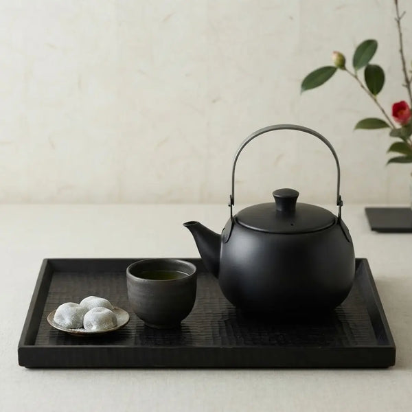Enzo Black Stainless Steel Kyusu Japanese Teapot Swing Handle 500ml
