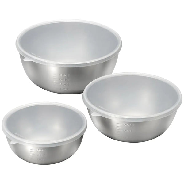 Enzo Stainless Steel Mixing Bowl with Silicone Lids 3-Piece Set 15-21cm