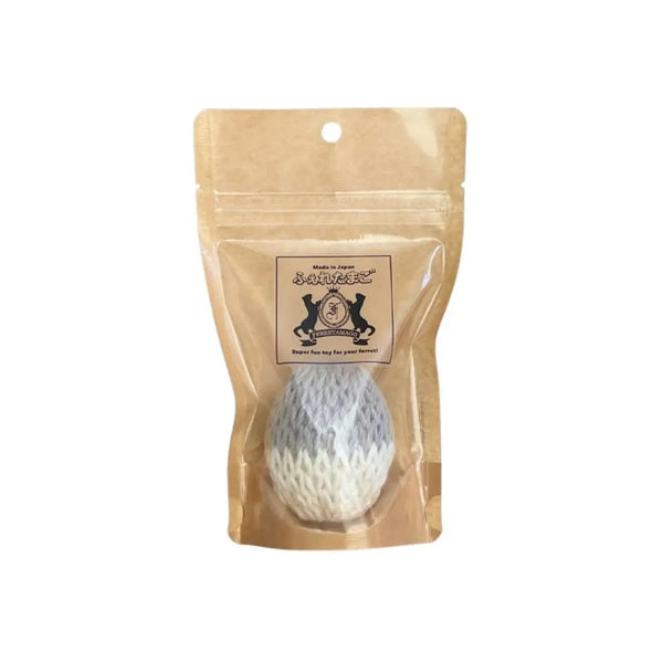 Ferretamago Egg Shaped Toy Cotton Ball for Ferrets Gray White 7cm