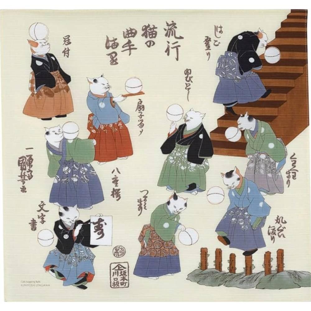 Furoshiki Ukiyo-e Unique Cat Design Versatile Wrapping Cloth 48cm