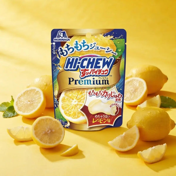 Hi-Chew Premium Sour Lemon Soft Chewy Candy Crunchy Crystals Filled 32g