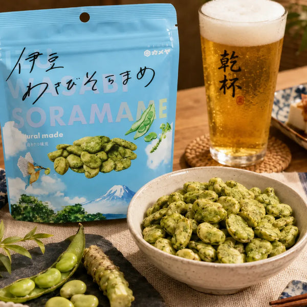 Kameya Wasabi Soramame Real Wasabi Coated Crunchy Broad Beans 50g