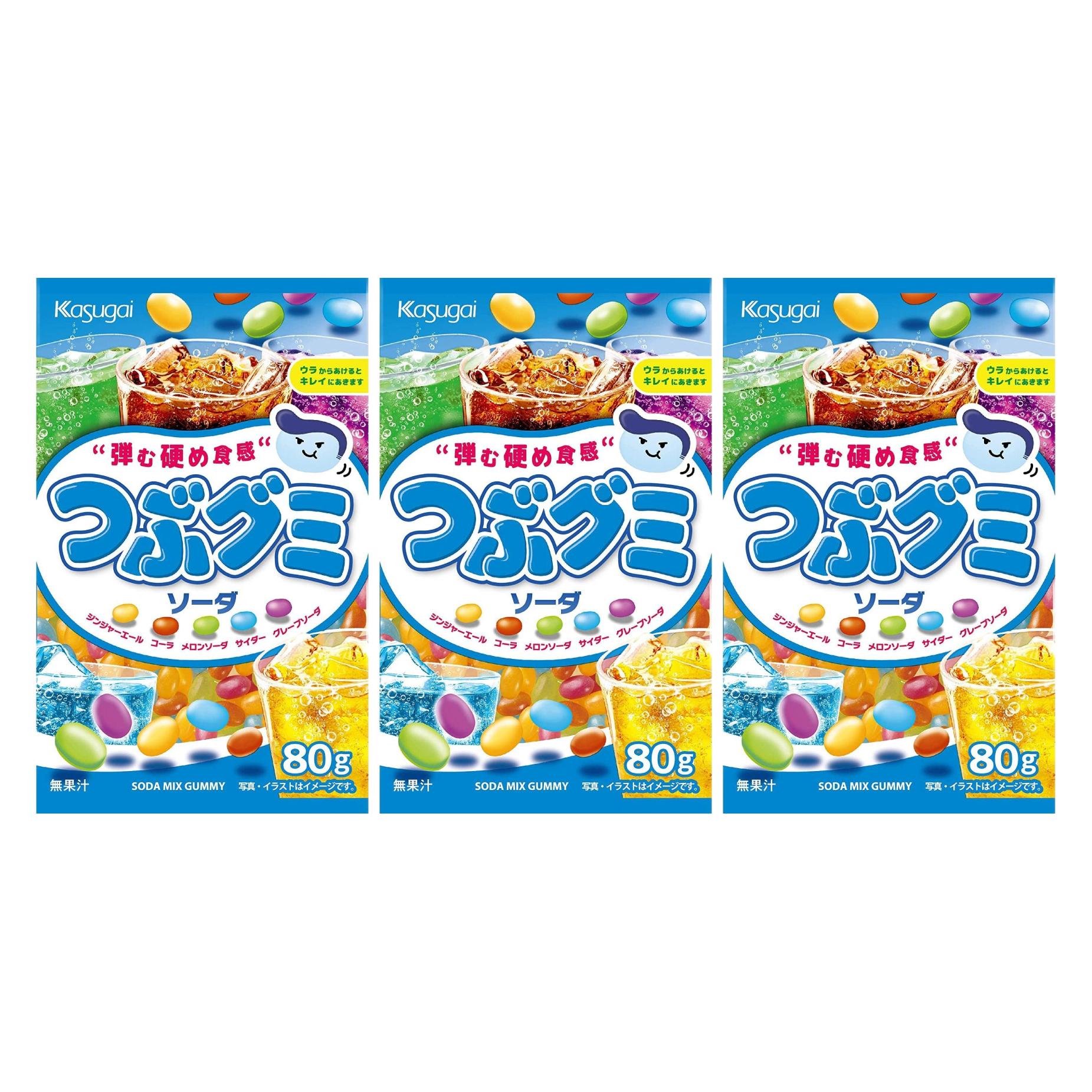 Kasugai Tsubu Gummy Mixed Soda Flavor Gummies 80g