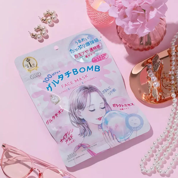 Kosé Clear Turn Glutathione Bomb Night Mask For Dull Skin 7 Sheets