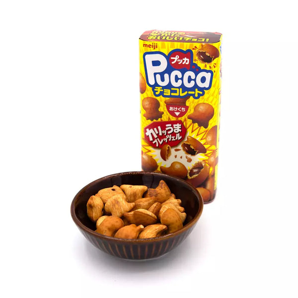 Meiji Pucca Chocolate Filled Crunchy Pretzel Snack 39g