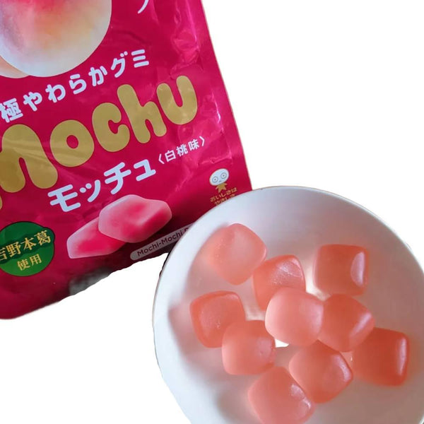 Mikakuto Mochu White Peach Flavor Chewy Gummy Candy 45g