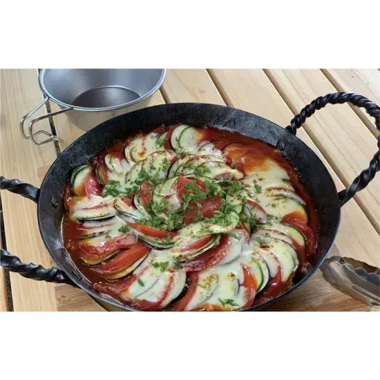 Millio Handmade Wrought Iron Paella Pan Camping Wok 31cm
