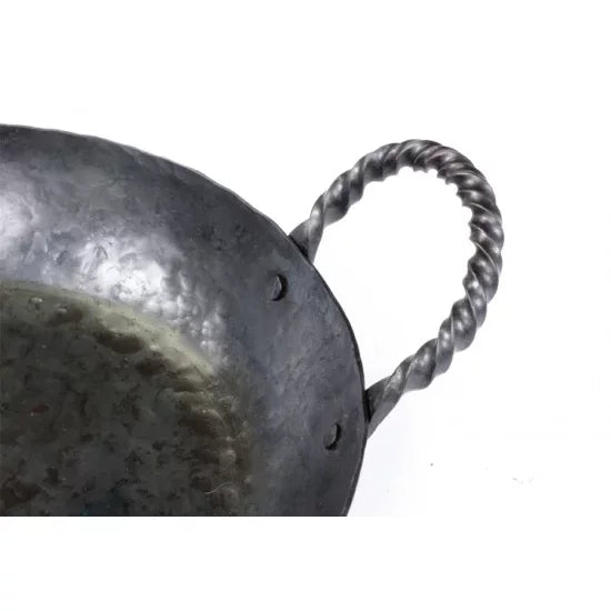 Millio Handmade Wrought Iron Paella Pan Camping Wok 31cm
