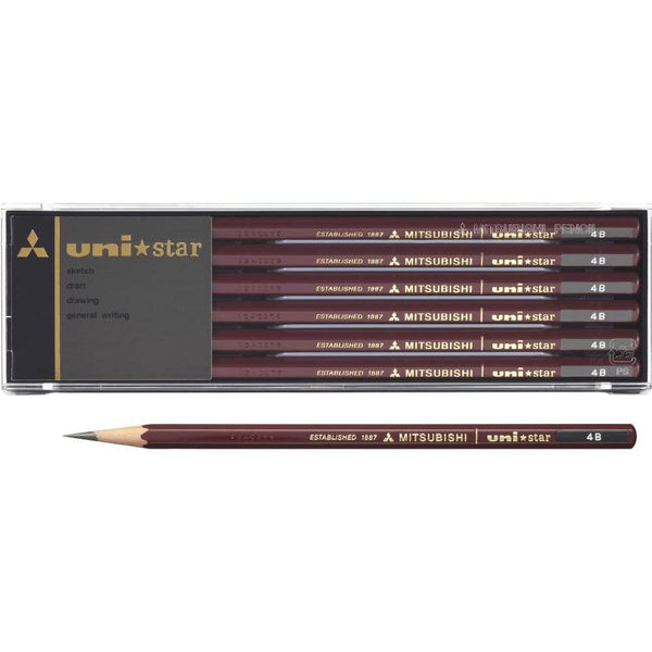uni Mitsubishi Star Japanese Graphite Pencils 4B 12 Pieces