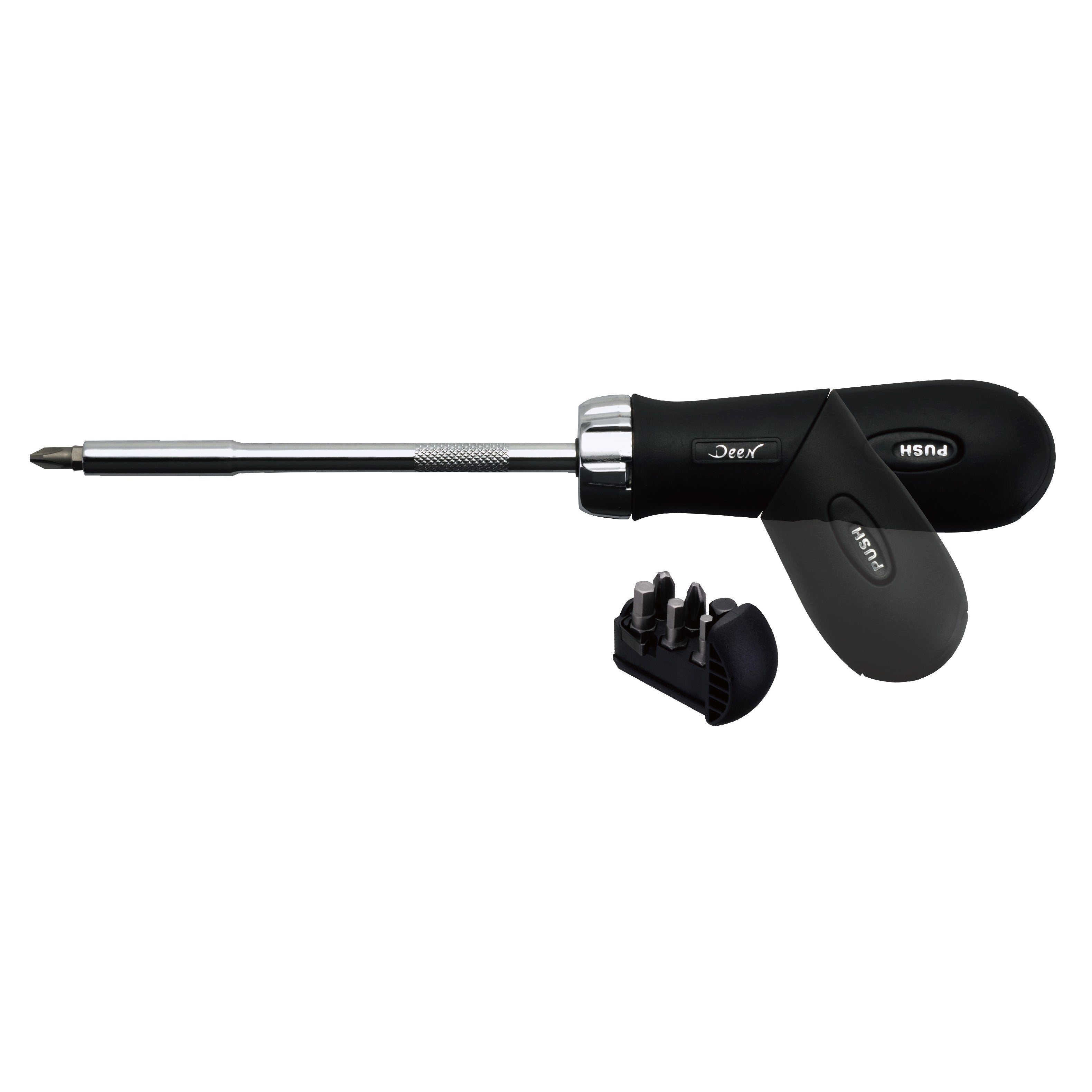 Deen Pistol Grip Ratcheting Screwdriver Socket Driver Set With 7 Bits