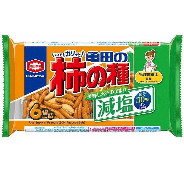 Kameda Kakinotane Low-Sodium Rice Crackers Peanuts Mix 164g (Pack of 3)