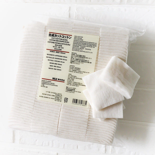 Muji Cut Cotton Ecru Unbleached Facial Cotton Pads 60x50mm 180 pcs.