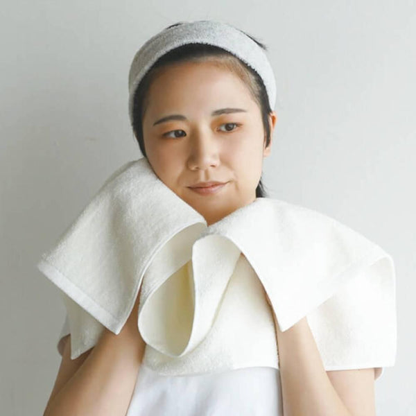 Quick Absorbing Soft Face Towel Washi Paper & Cotton Snow White 80cm