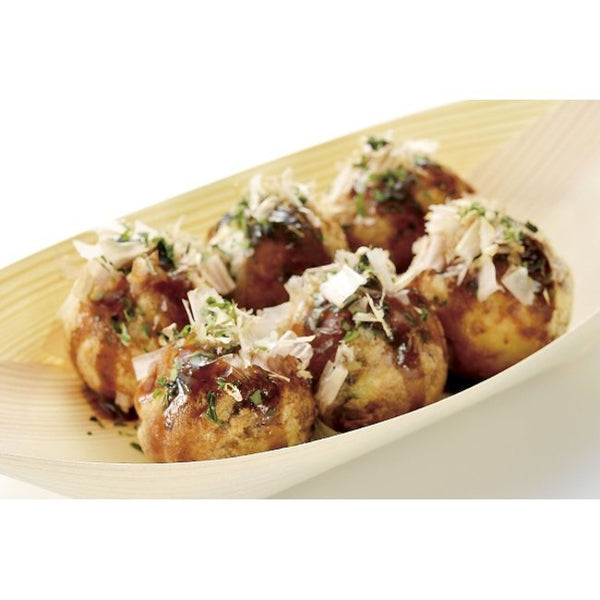 Shimomura Takoyaki Tray Disposable Wooden Serving Boat (10 Pieces)